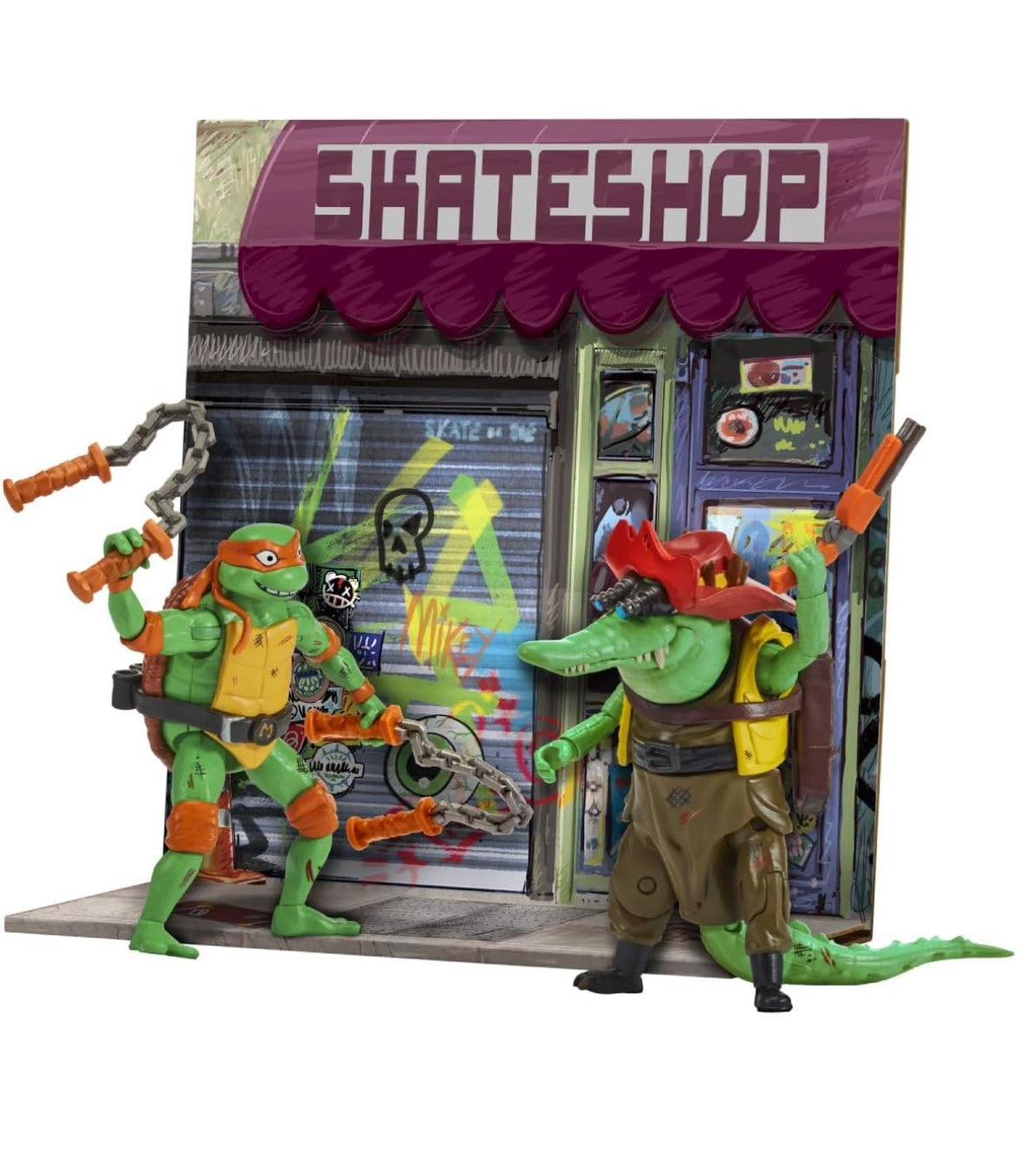 Tortugas Ninja Adolescente Battle Pack Mikey Vs Leatherhead Nuevo